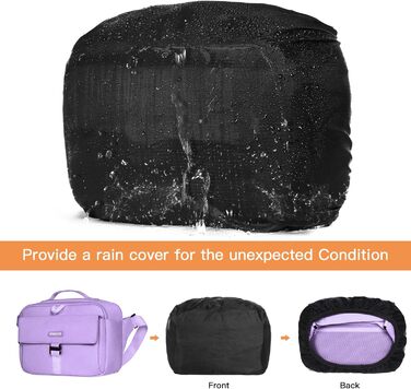 Сумка для камери MOSISO на плече, Crossbody Sling, з дощовиком. Підходить для Canon, Nikon, Sony (фіолетова)