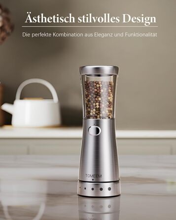 Salt and Pepper Grinder Electric 2-Piece Set with USB Rechargeable, Improved 4.5oz Large Capacity Spice Grinder Electric, Adjustable Coarseness with LED Light, Ideal for the Kitchen