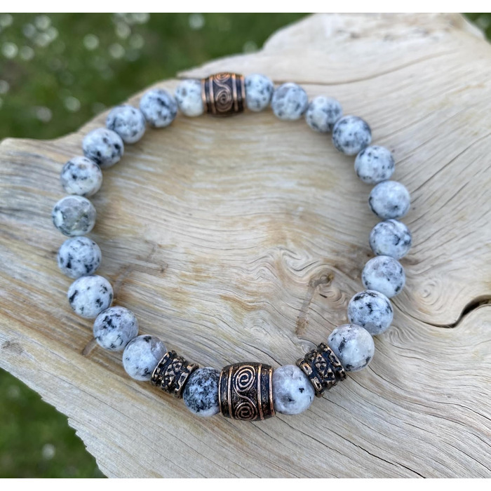 Браслет Вікінгів з жадеїту (8 мм) | Ручна робота | З подарунковою коробочкою | 22 см