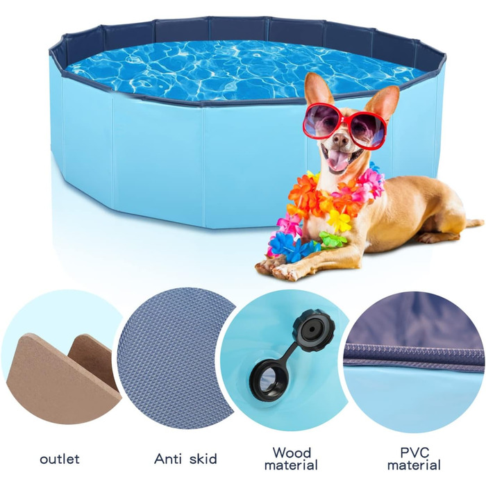 Dog Pool 120 cm Swimming Pool for Small Dogs, Foldable Pet Splash Pool, Dog Bathtub Pool for Dog Cat, Eco-Friendly PVC Swimming Pool