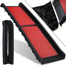 Східці для собак KESSER® - пандус для собак, червоний, до 90 кг, 156x40 см, легкий, стабільний, неслизький