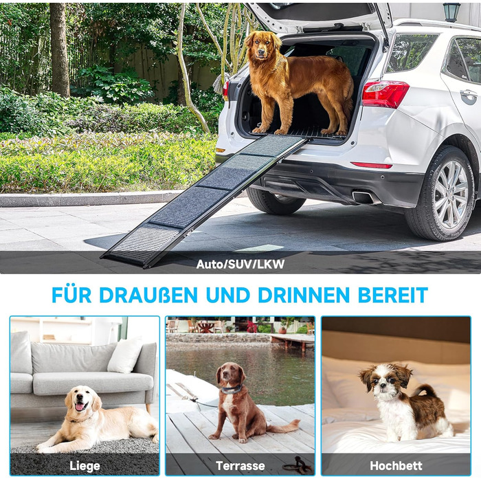 Східці для собак CO-Z, розкладні, 160 см, для собак до 90 кг, з антиковзким покриттям, підходять для всіх авто