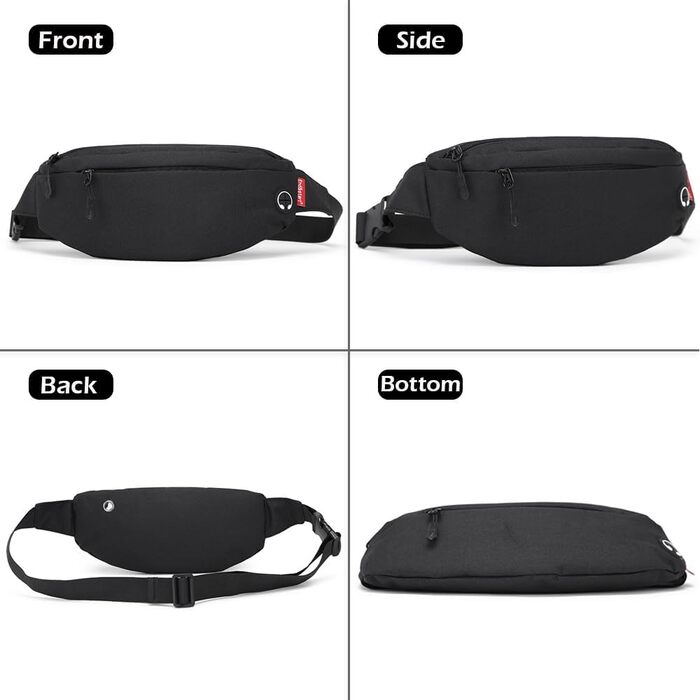 Чоловіча та жіноча поясна сумка-рюкзак, водонепроникна, для спорту та подорожей (чорна)