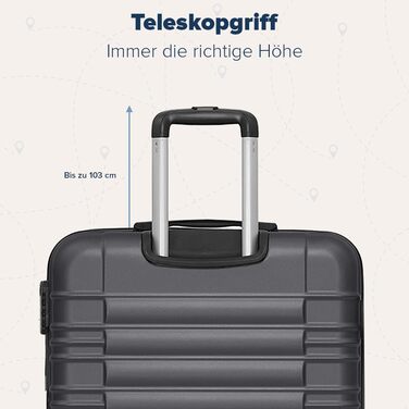 Набір валіз TRVLMORE 3 шт. з жорсткого пластику: маленька, середня, велика сіра валіза для подорожей, ручна валіза 55x40x20 см