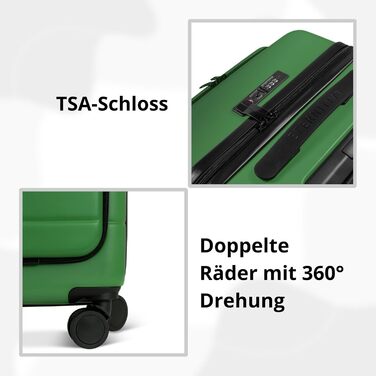 Валіза ETERNITIVE з ABS пластику: Rollkoffer, Reisetrolley з подвійними колесами 360°, TSA-замок, ручна поклажа, зелений колір