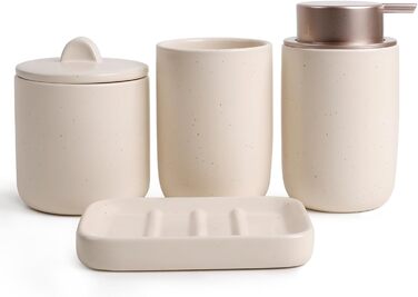 Набір для ванної кімнати з кераміки, 4 шт., аксесуари для ванної кімнати, органайзер з дозатором мила, мильниця, стакан для зубної щітки, контейнер для ватних паличок, преміум-декор для ванної кімнати, абрикосовий колір