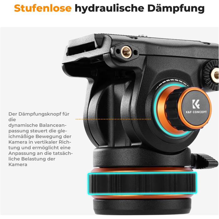 Штатив для камери K&F CONCEPT VA3+BV20: відео штатив з поворотним кріпленням, 184 см, для DSLR, відеокамер