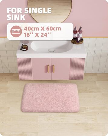 Килимок для ванної кімнати Color G 40x60 см, антиковзаюча, швидковисихаюча, плюшевий, для ванни (сірий, рожевий)