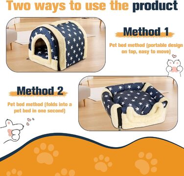 Кіт Хаус Індор, Тепле Гніздо-Печера для Кітів, 2-в-1, Ліжко-Печера для Кітів та Маленьких Собак з Знімним Подушечкою, Прати, 37x32x30 см