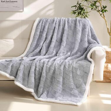 Плед Gracelife Sherpa з м'якого флісу, великий, теплий, 150 x 200 см, сірий (A01)