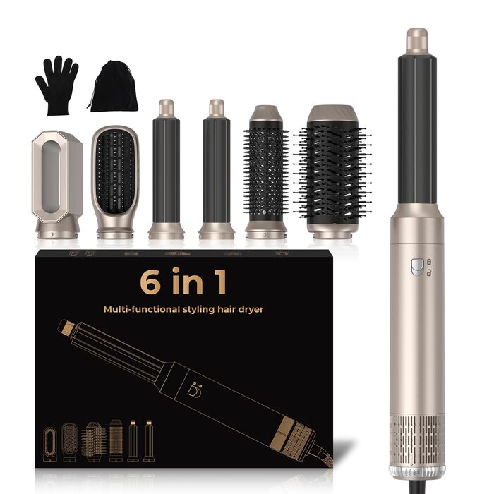 Airstyler Föhnbürste 5 в 1: Фен-щітка, локкен, об'єм, сушка волосся, 1000W, 3 температурні режими (Оранжевий)