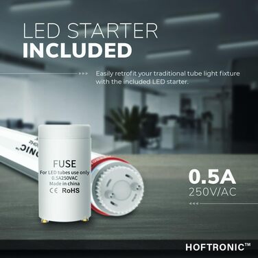 HOFTRONIC LED Damp-Proof Light 150cm 6000K Cold White 60W 10500lm 175lm/W Flicker-Free Linkable T8 Workshop Lamp IP65 Waterproof Basin Light Double for Garage Basement Office