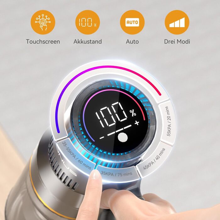 Бездротовий пилосос Aonus 55Kpa 580W з дисплеєм, час роботи до 75 хв, автоматичний режим, для килимів, шерсті тварин та твердих поверхонь, золотий