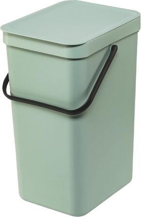 Сміттєвий кошик Brabantia Sort & Go з кришкою, 16 л, Jade Green (світло-зелений) — компактний контейнер для сортування відходів та тари