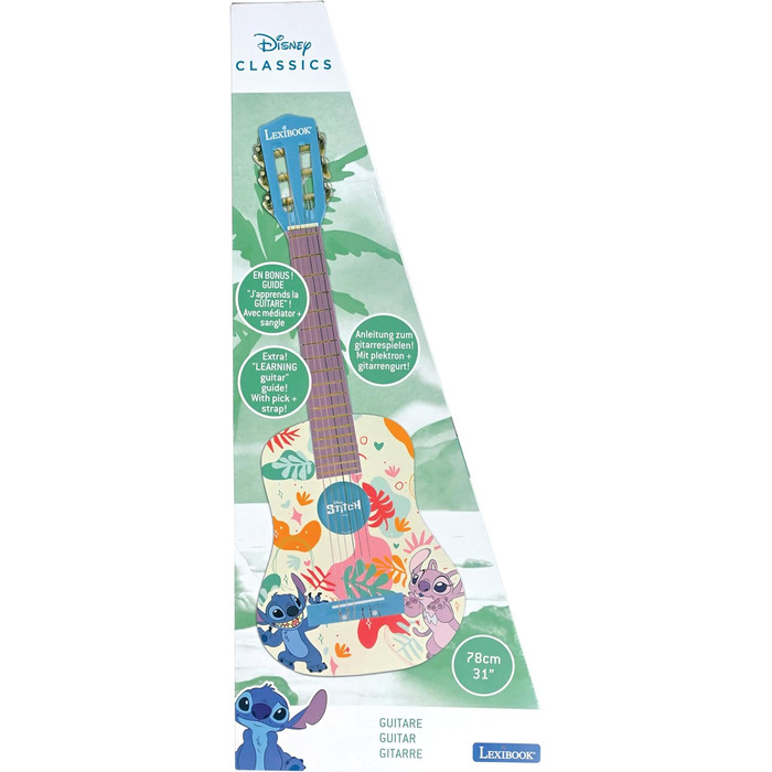 Гітара Lexibook Disney Stitch: акустична, дерев'яна, 36'', з навчальним посібником та чохлом