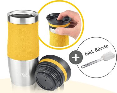 Термокружка Milu для кави з собою 370 мл, 450 мл, з нержавіючої сталі, подвійні стінки, ізоляція, без витоку, автокружка, термокружка, travel mug (Mango, 370 мл)