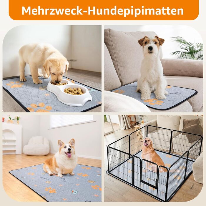 Багаторазові підгузки для цуценят, 2 шт. Супер вбираючі піпемати для собак, нековзні тренувальні пелюшки для диванів, вольєрів або автокрісел 76x81 см (2 шт.) (46x61 см (2 шт.))