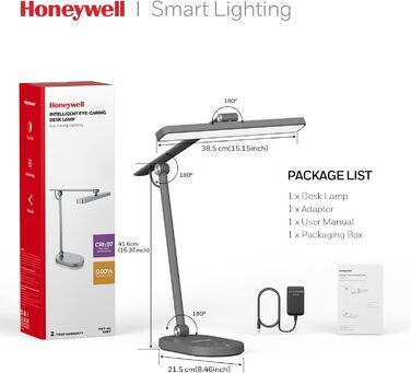 Настільна LED лампа Honeywell H4 Sunturalux - Офісна лампа з димером, 3 режими світла, сенсорне управління, сіра