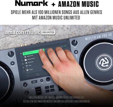 Numark Mixstream Pro Go: Портативний DJ-контролер з акумулятором, мікшер з розділенням STEM, динамік, Wi-Fi, сенсорний екран, сумісний з Serato DJ