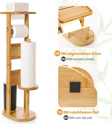 Набір для ванної кімнати Yorbay з бамбука: тримач туалетного паперу, тримач для щітки та підставка для смартфона