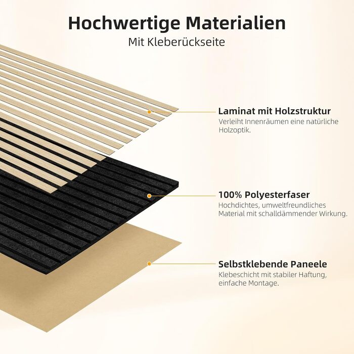 Акустичні 3D-панелі JAMELO з шпоном горіха, самоклеючі стінні панелі для декору стін та стелі, 10 шт. (30x15x1.2 см), колір волоський горіх