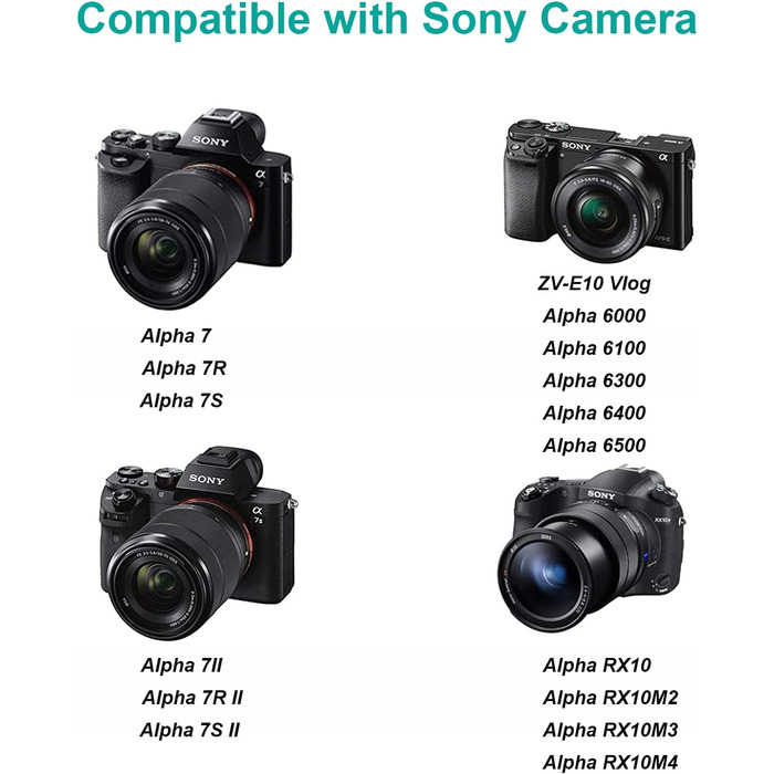 Акумулятор NP-FW50 Hisewen (2 шт.) та подвійний USB зарядний пристрій для Sony ZV-E10, A6000, A6100, A6300, A6400, A6500, A7, A7 II, A7S, A7S II, A7R, A7R II, NEX-7, NEX-6