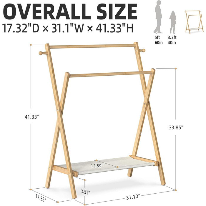 Kids' Clothes Rack, Small Clothes Rack for Toddlers and Pets, Dress-Up Rack with Shelf and Double Rods, Foldable Clothes Rack for Kids' Rooms (Standard Size)
