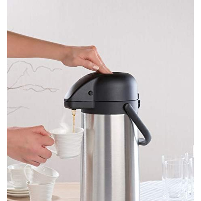 Rosenstein & Söhne Vacuum Pump Carafe: Double-walled vacuum-insulated carafe with pump system, stainless steel, 3 liters (Pump Carafe 3 liters, Coffee Dispenser 3, Insulated Mug)