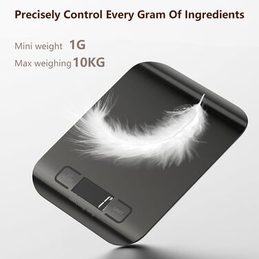 Професійна кухонна вага GeeRic 10 кг з LCD дисплеєм, нержавіюча сталь, точність 1 г, функція тарування, рожеве золото (чорний)