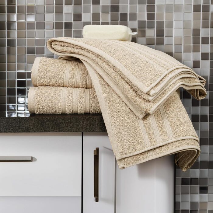 Набір банних рушників Tens Towels з 100% бавовни, 4 шт, 68.6 x 137.2 см, швидкосохнучі та легкі рушники для ванної кімнати, бежеві