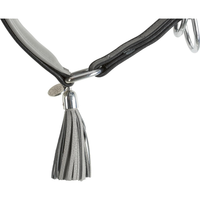 Нашийник для віндхундів Active-Comfort: шкіряний, чорний/сірий, розмір S-M (33-42 см), 60 мм