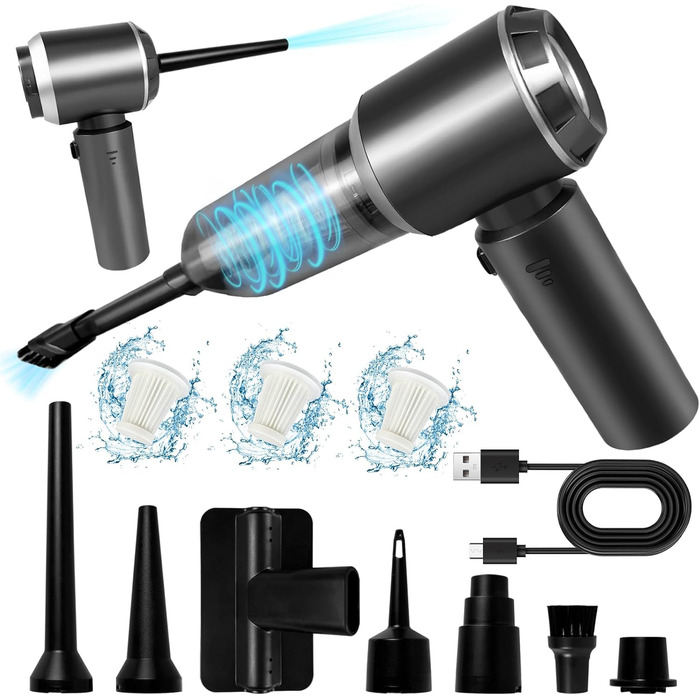 Бездротовий акумуляторний ручний пилосос XWGKLN 16000PA 4-в-1 для дому, авто, кухні, офісу та видалення шерсті тварин