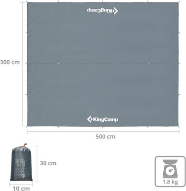 Тент KingCamp Bowman для кемпінгу, сонцезахисний тент, 300 x 500 см, захист від вітру та UV 50+