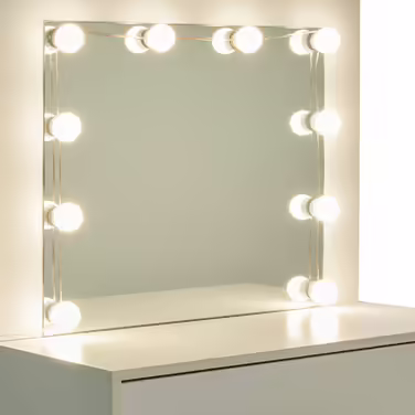 Туалетний столик EUGAD з LED підсвіткою, 80x40 см, 10 ламп, косметичний стіл з ящиками для спальні, білий, сучасний дизайн