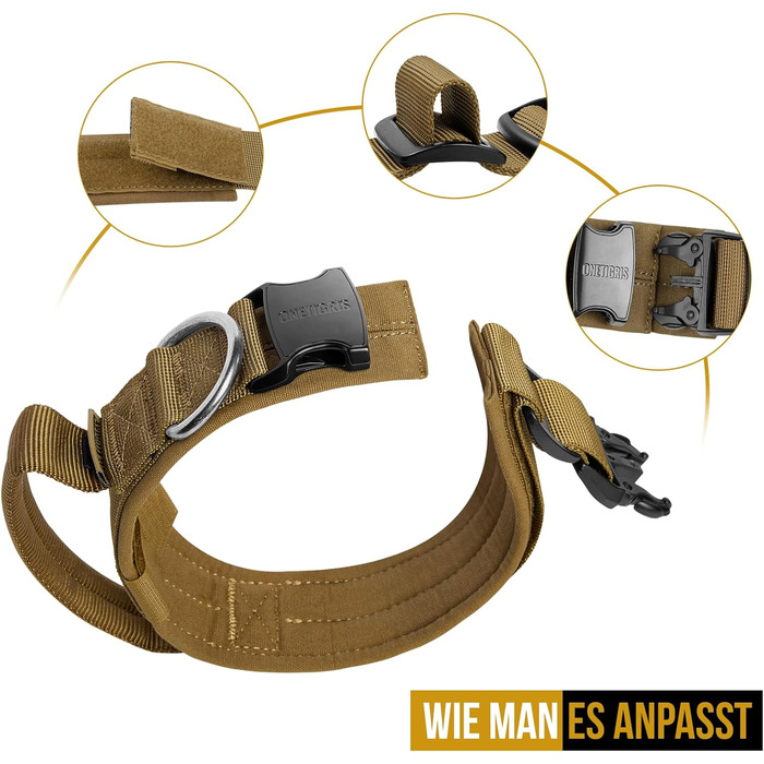 Нашийник для собак OneTigris з металевою застібкою Ranger Green (S, Coyote Brown)