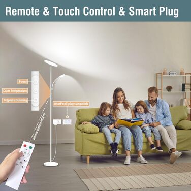 Стельова LED-лампа Stehlampe для вітальні, 4200LM, з регулюванням яскравості та пультом керування, сучасний дизайн, 42W, білий колір