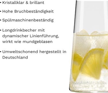 Stölzle Lausitz Long Drink Glasses Power 6-Piece Set 460ml – Elegant Highball Cocktail Glasses for Drinks, Water & Juices – High-Quality Long Drink Glasses Made of Crystal Glass – Dishwasher & Shockproof