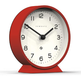 NEWGATE® M Silent Mantel Clock - 'No Tick' - A Modern Mantel Clock - Small Clock - Mantel Clocks - Minimalist Dial - (Red)