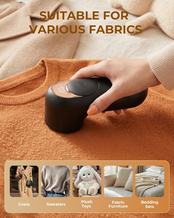 Електричний видалення ворсу з одягу - портативний бездротовий прилад з LED-дисплеєм (чорний)