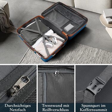 Чемодан Joyway ABS з розширенням, набір 3 шт. (55 см) з TSA-замком, білий (морський блакитний), включає сумку та кулькову косметичку