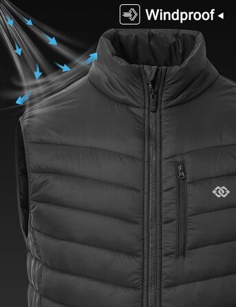 Чоловіча жилетка oFiz Легка стьобана жилетка з коміром-стійкою, гібридна жилетка з підкладкою, для активного відпочинку, роботи, гольфу, хайкінгу, темно-синій (XXL, темно-сірий)