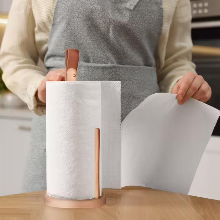 Relaxdays Wooden Square Kitchen Roll Holder