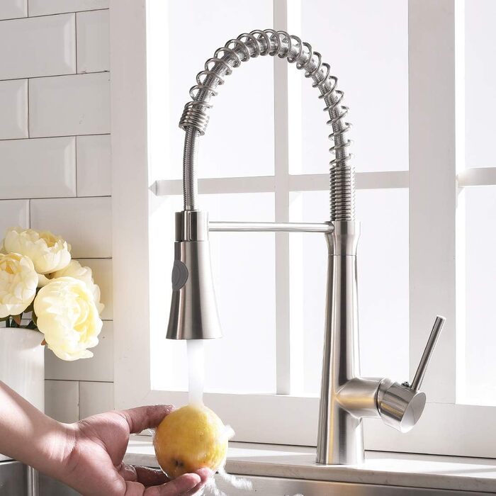 Кухонний змішувач TIMACO з гнучким гусаком, поворотний на 360°, з нержавіючої сталі, з щіткою, для кухні