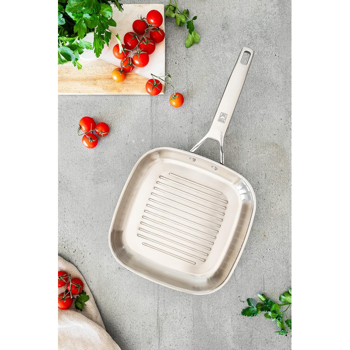 Бра Signature Гриль-сковорода рифлена 24 см з нержавіючої сталі, універсальна для всіх плит