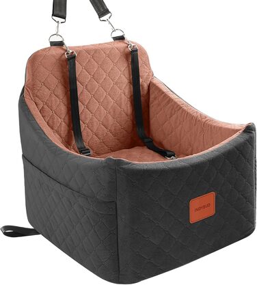 Автокрісло для собак - підходить для маленьких та середніх собак. Зручне автокрісло з кишенями для зберігання, поводок та посилена конструкція. (Чорний, Коричневий, Середній)