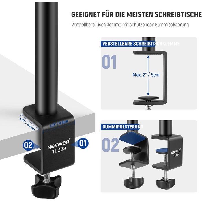 Тримач для камери NEEWER TL283 з регульованою ручкою, штатив для мікрофона та світла, червоний