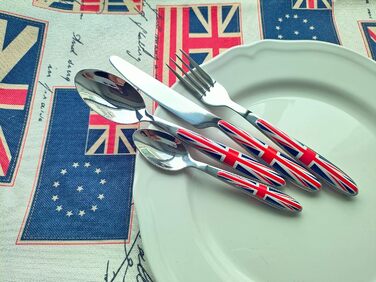 Набір столових приборів Exzact Rostfrei Stahl (нержавіюча сталь) з дизайном Union Jack (24 шт.)