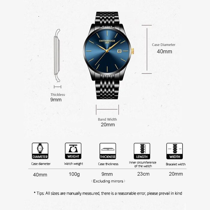 Чоловічий годинник на зап'ясті з нержавіючої сталі, водонепроникний, класичний, з великим циферблатом, мінімалістичний, аналоговий кварцовий годинник для чоловіків, синій, Hg-hlan