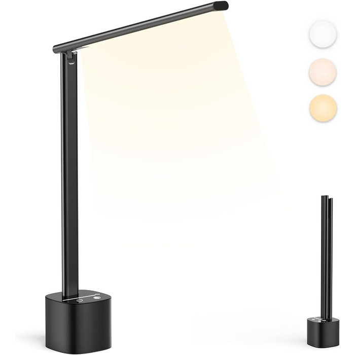 LED лампа настільна Hapfish з торшетом, акумуляторна, торшер для дому, офісу та вулиці (чорна)