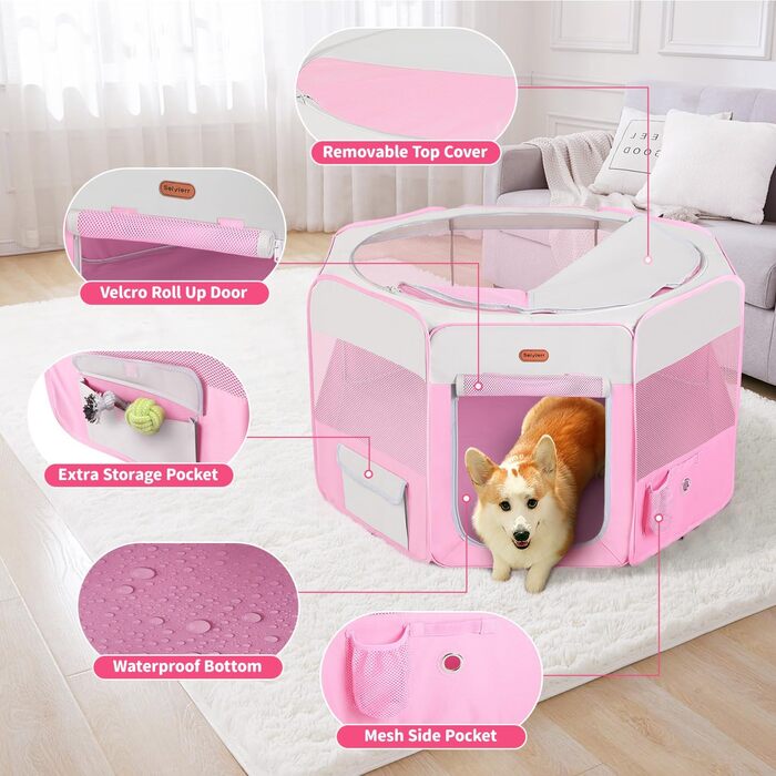 Летячий вольєр для котів, розкладний вольєр для котів, клітка-вольєр для котів, ігровий вольєр для кошенят, рожевий котячий вольєр для дому та вулиці, XL